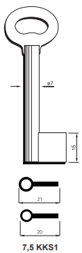 Klucz do kasetki jednostronny KKS1 7,5