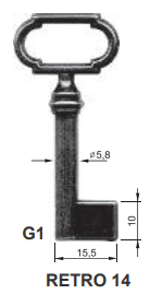 Klucz meblowy G1 BRĄZ RETRO14