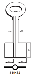 Klucz do kasetki dwustronny KKS2 8