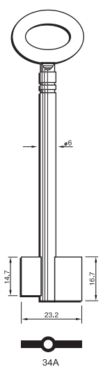 Klucz Sejfowy Toczony 34A