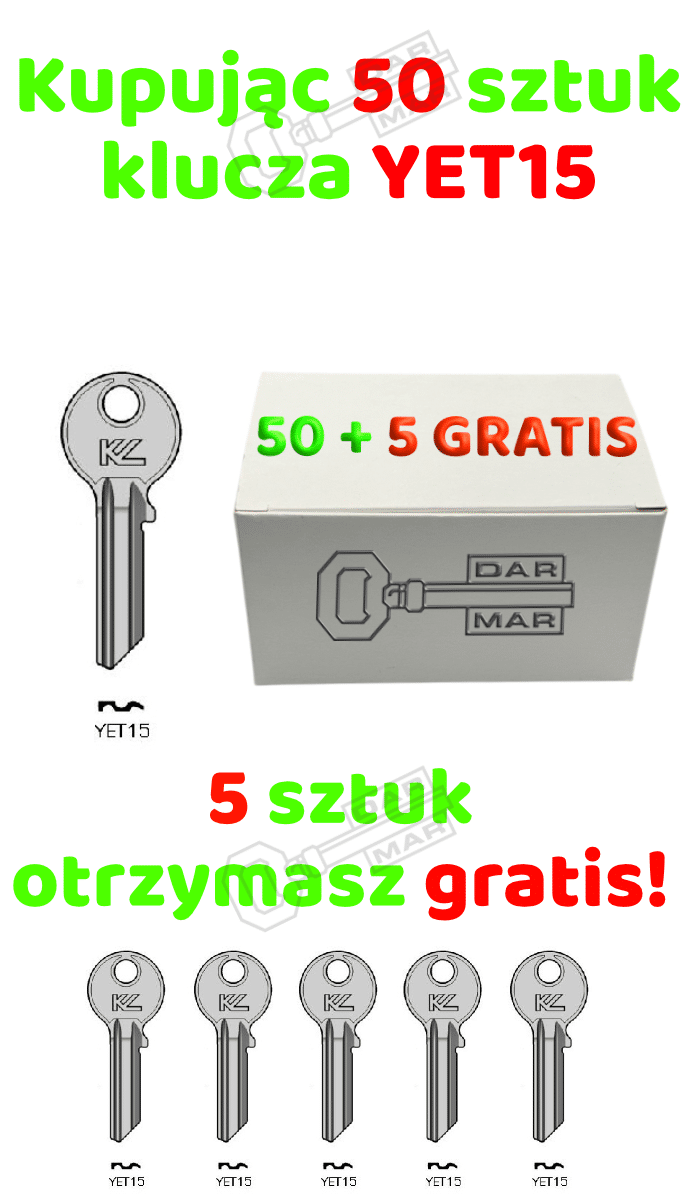 Klucz mieszkaniowy Keyline YET15 pakiet