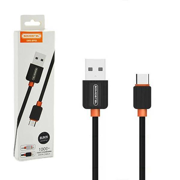 Cable USB SOMOSTEL TypeC black 1m 2 BP03