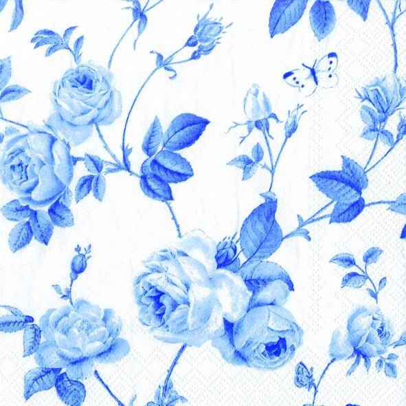 Rambling Rose white blue