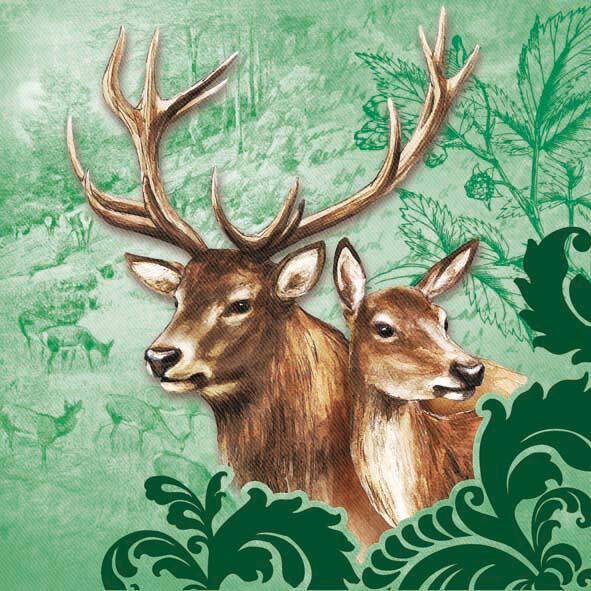 Deer Couple Green