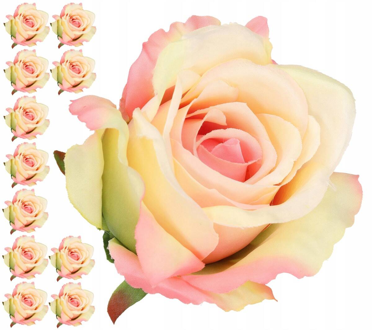 Róża główka wyrobowa 8cm 8w. różowy krem (Zdjęcie 5)