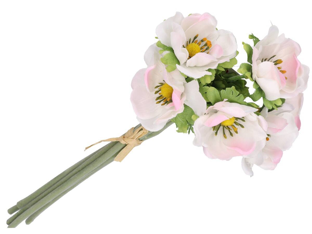 Anemon 6szt/pęcz.30cm.kwiat biało-róż (Zdjęcie 2)