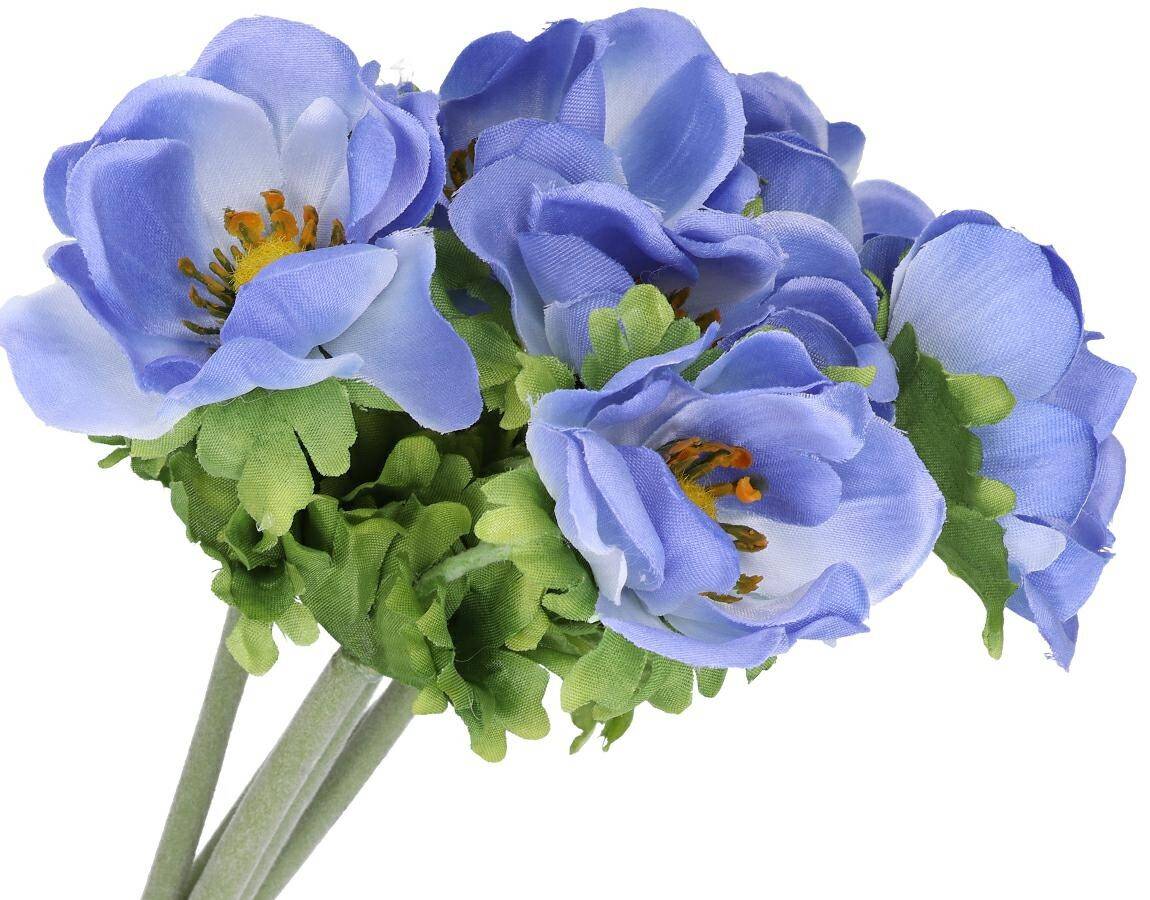 Anemon 6szt/pęcz. -sztucz.kwiat niebiesk (Zdjęcie 1)