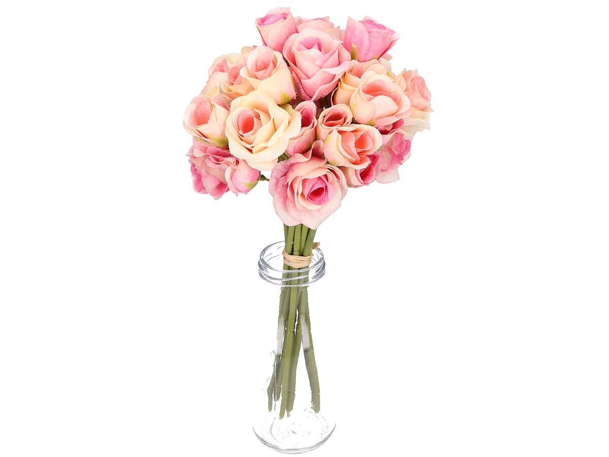Bukiecik róz rózowo-lososiowych 32cm (Zdjęcie 5)