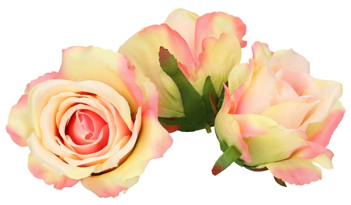 Róża główka wyrobowa 8cm 8w. różowy krem (Zdjęcie 3)