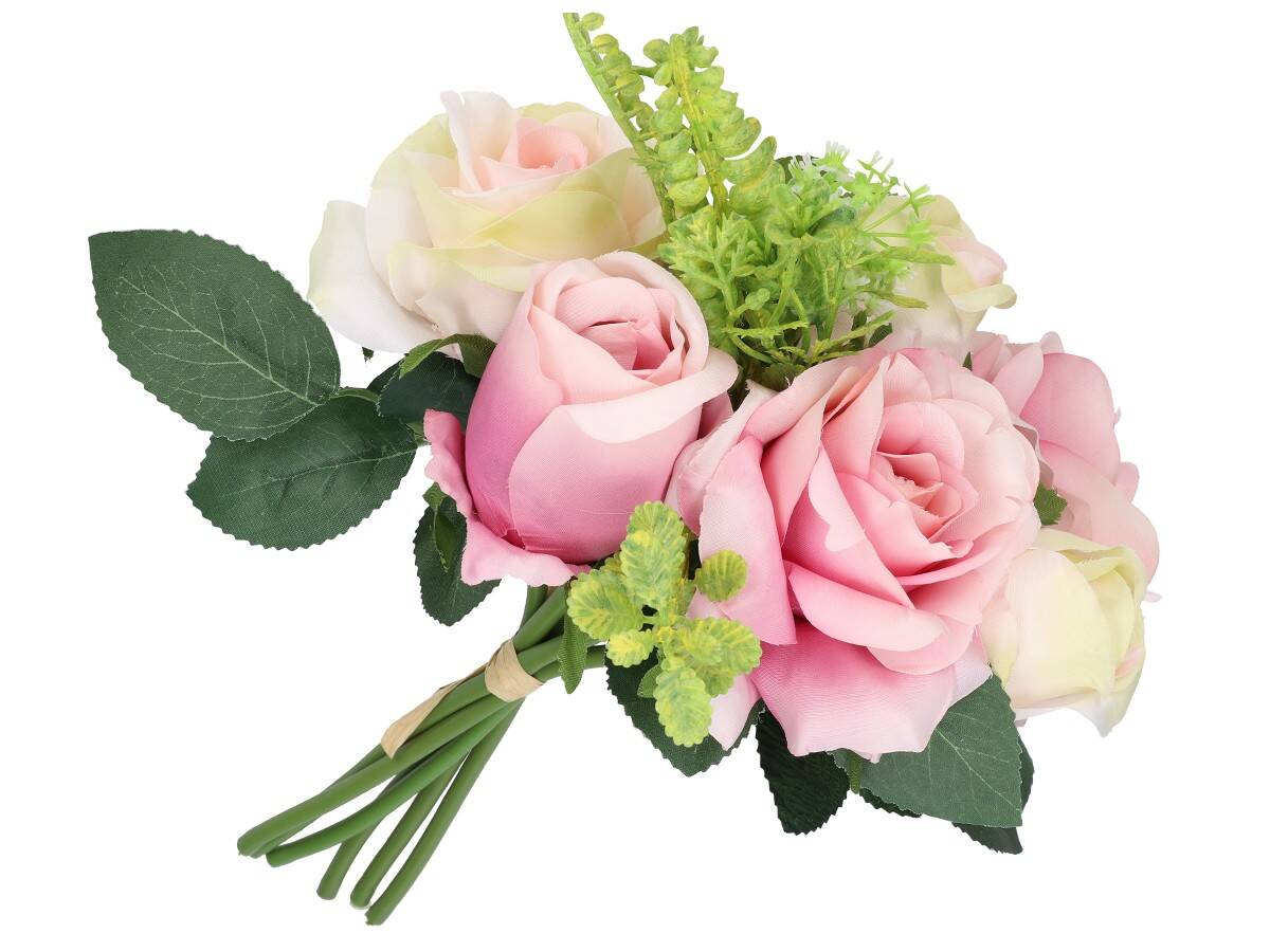 Bukiet róż 34cm -sztucz.rośl.6szt rożowe (Zdjęcie 2)
