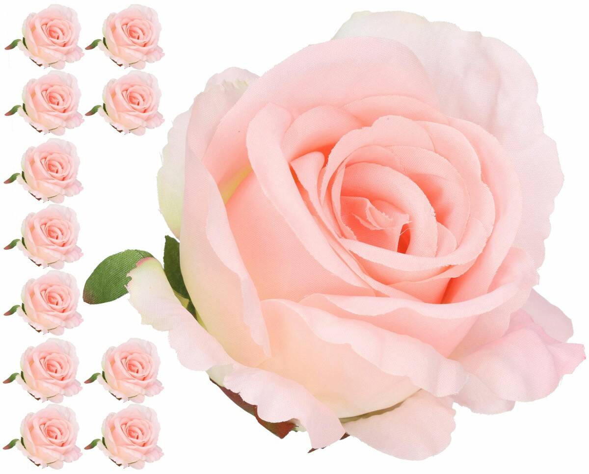 Róża główka wyrobow 8cm 8w. j.pastel róż (Zdjęcie 1)