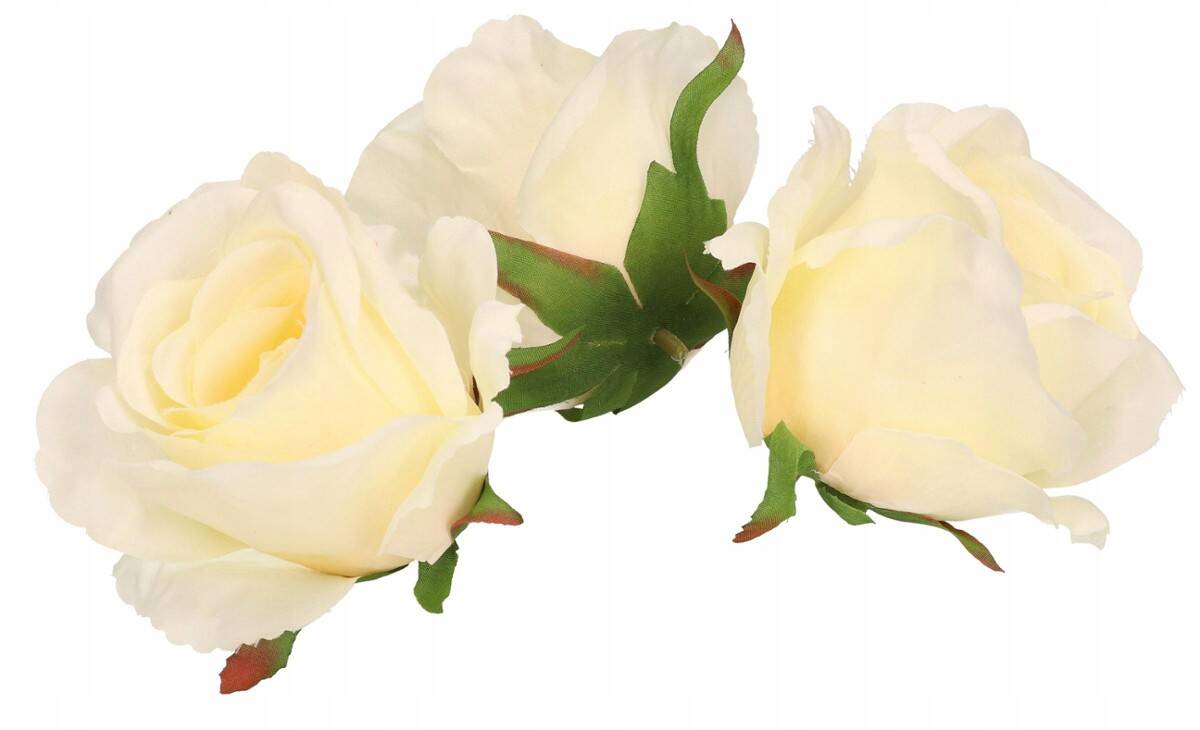 Róża główka wyrobowa 8cm 8w. ecru (Zdjęcie 6)