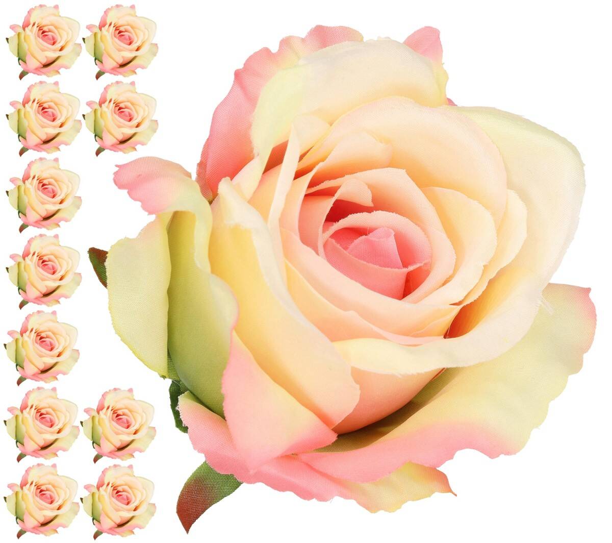 Róża główka wyrobowa 8cm 8w. różowy krem (Zdjęcie 1)