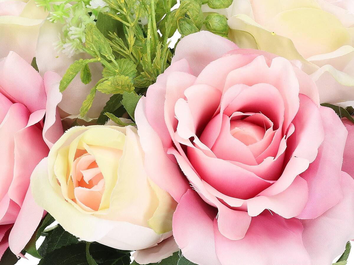Bukiet róż 34cm -sztucz.rośl.6szt rożowe (Zdjęcie 3)