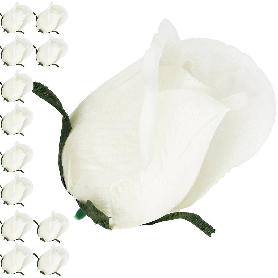 Kwiaty szt. główka pąk róża 9cm WHITE