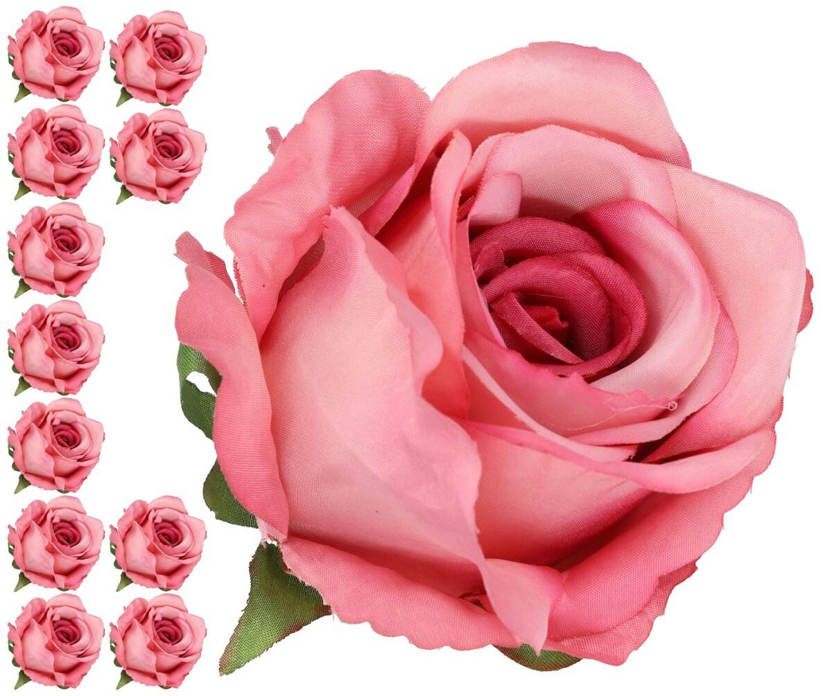 Róża główka wyrobowa 8cm 8w. pudrowy róż (Zdjęcie 1)
