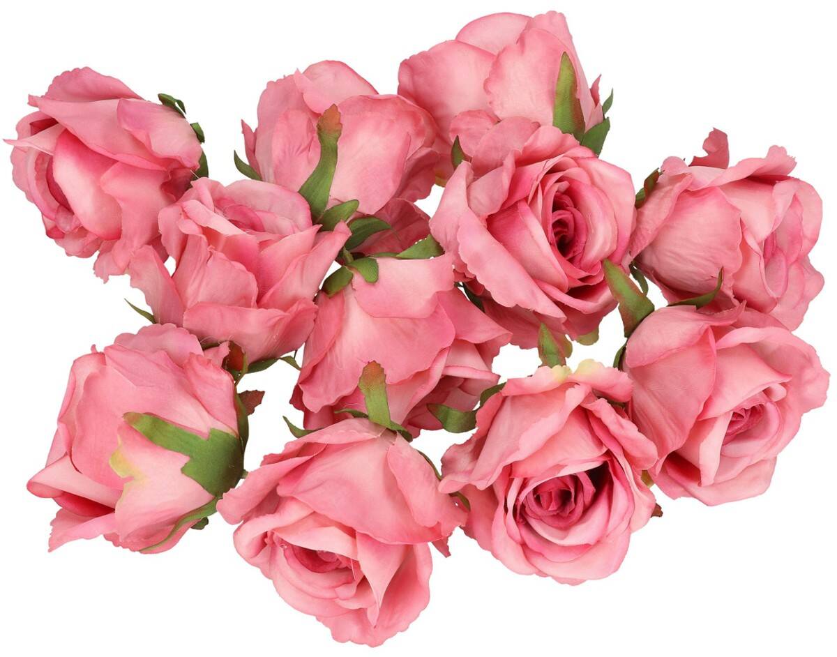 Róża główka wyrobowa 8cm 8w. pudrowy róż (Zdjęcie 4)