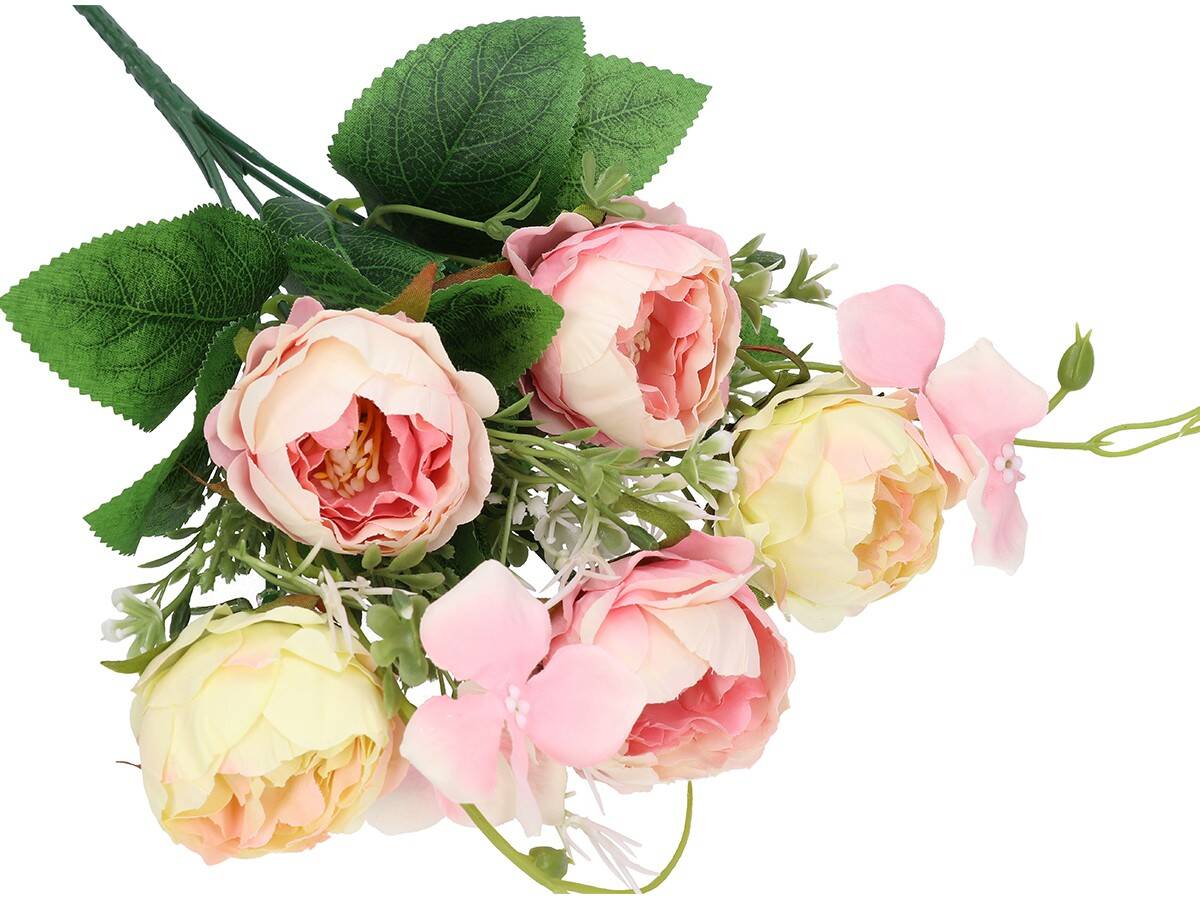 Bukiet różyczek x5 -30cm pudr.roż+krem (Zdjęcie 4)