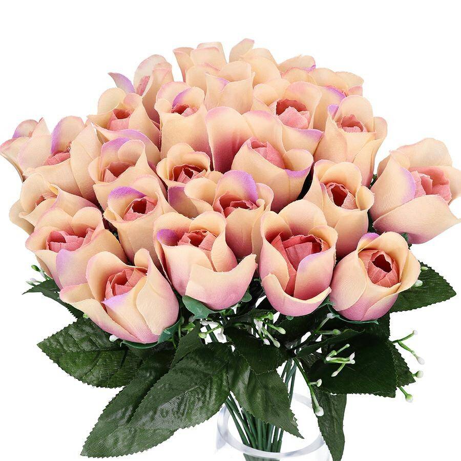 Bukiet róże 43cm 24 szt pudrowy róż
