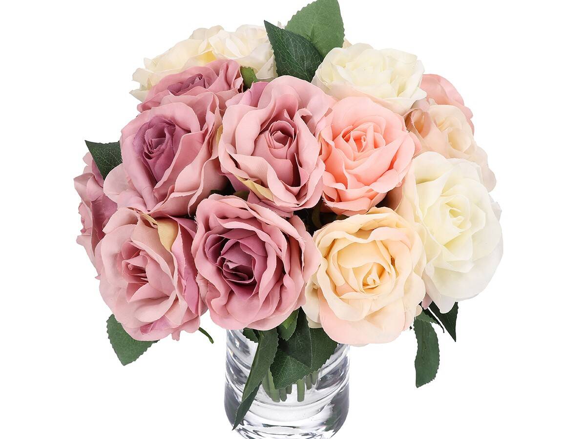 Bukiet róż x6 -sztucz.rośl. pudrowy róż (Zdjęcie 7)