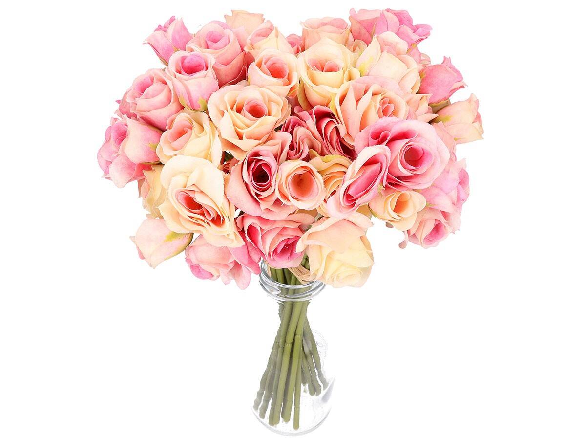 Bukiecik róz rózowo-lososiowych 32cm (Zdjęcie 7)