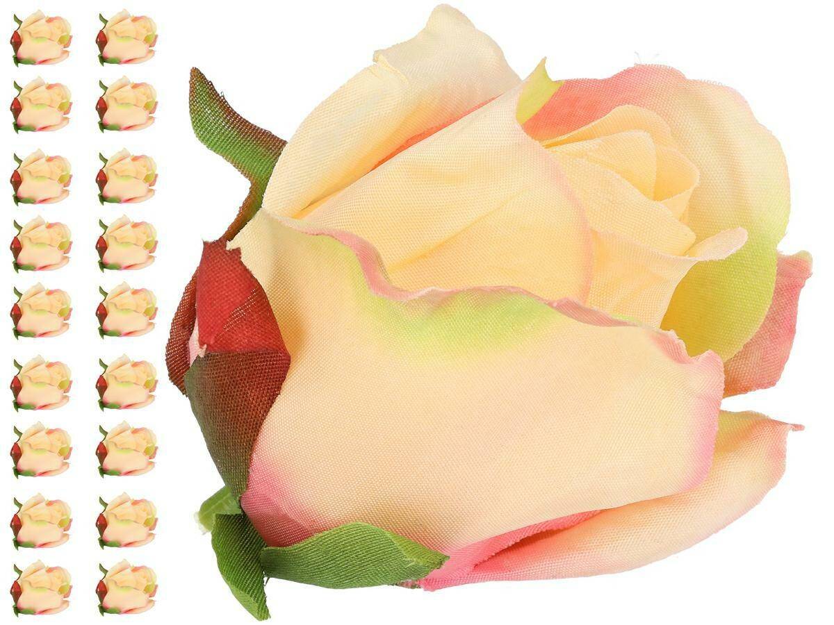 Róża główka wyrobowa  pąk 7cm kremowy ró (Zdjęcie 1)