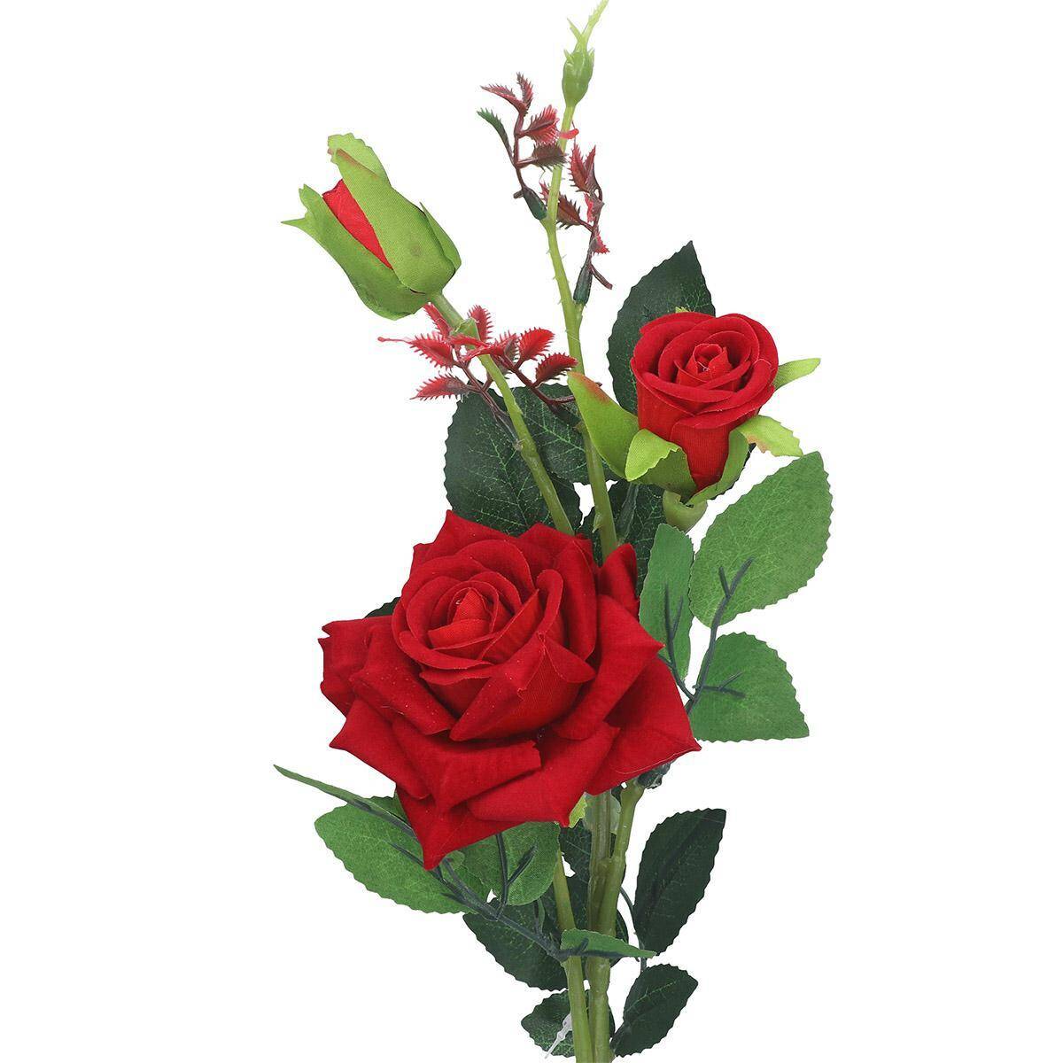 Róża welur galązka 65cm czerwona