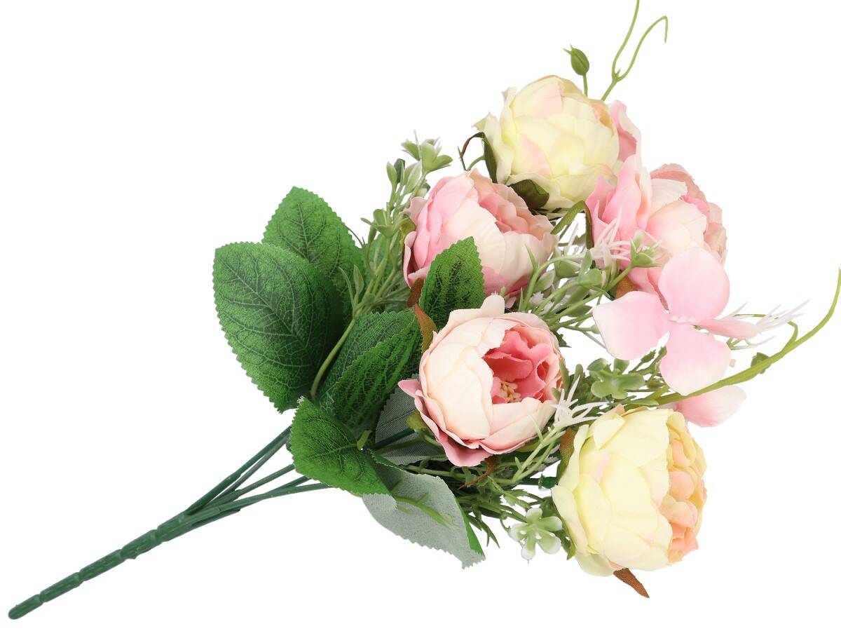 Bukiet różyczek x5 -30cm pudr.roż+krem (Zdjęcie 2)