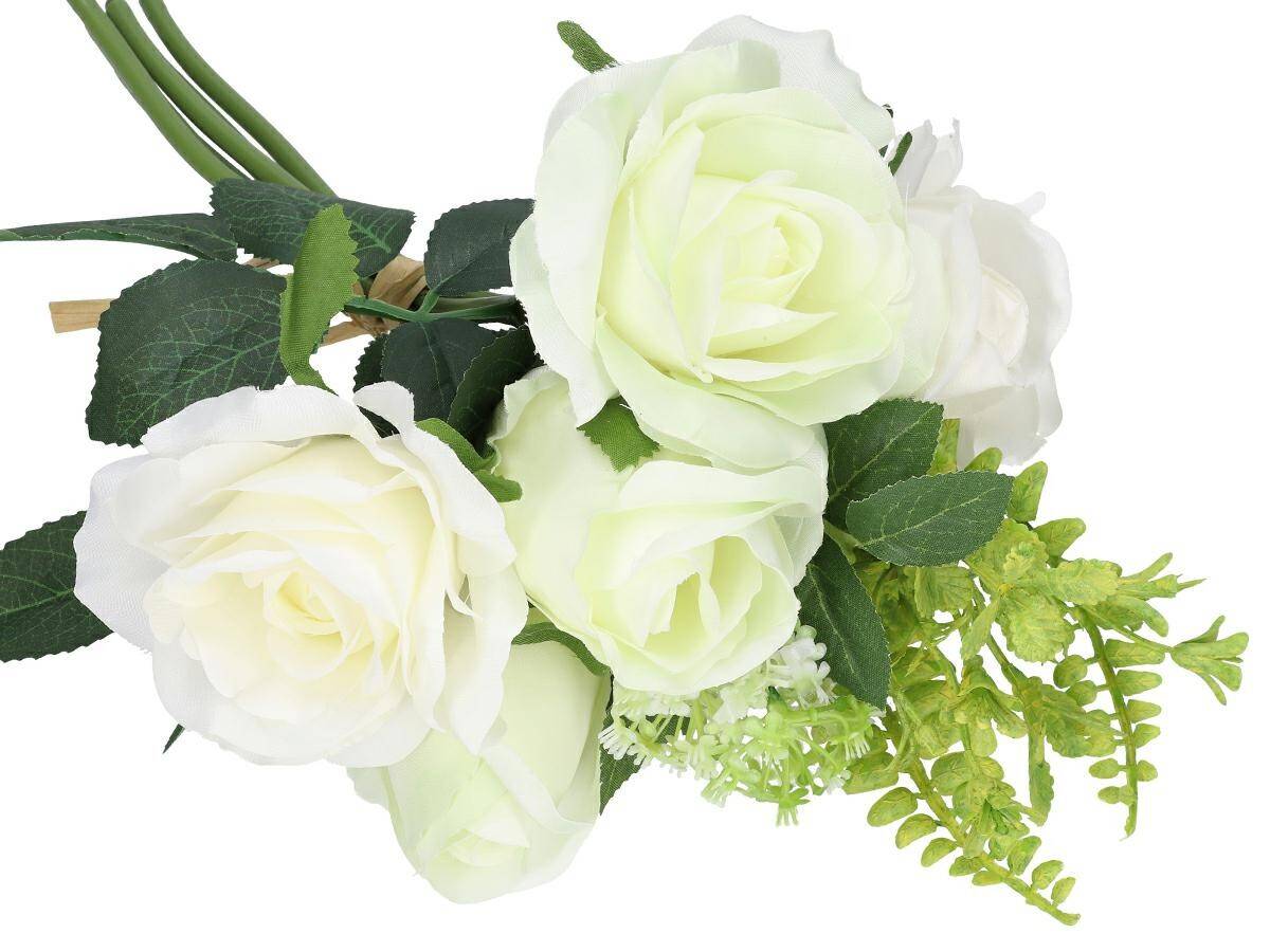 Bukiet róż 34cm -sztucz.rośl.6szt białe (Zdjęcie 4)