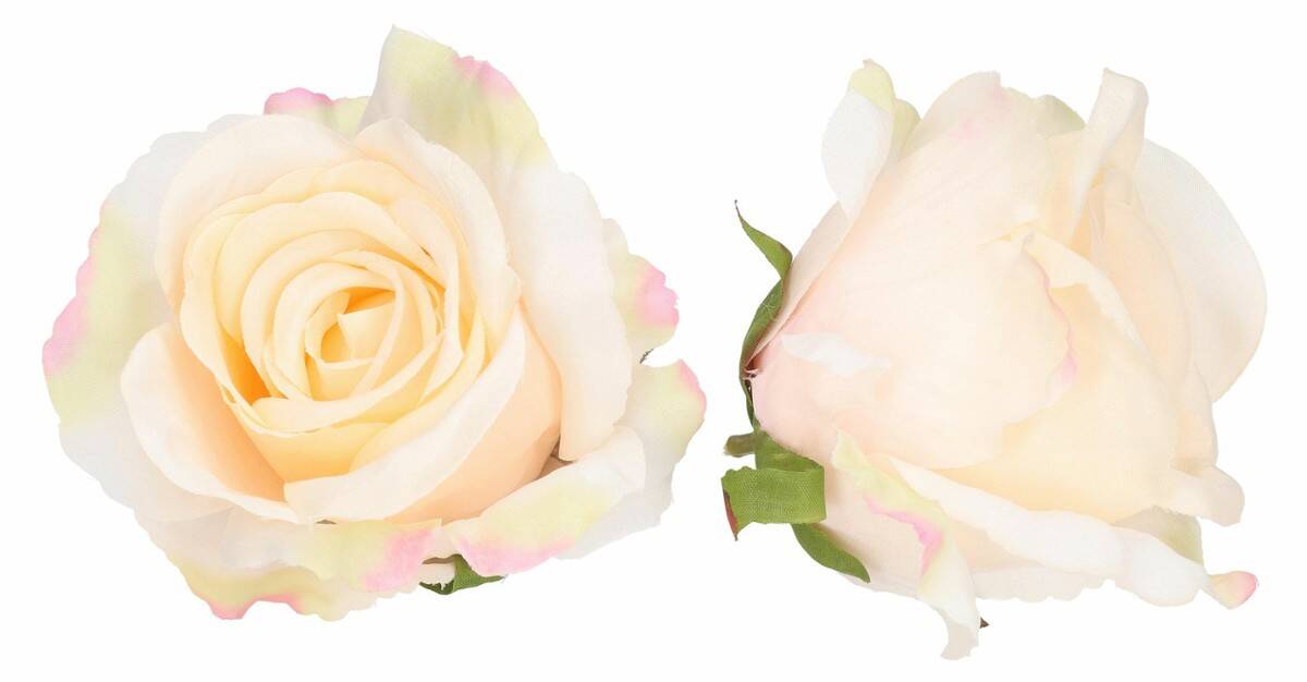 Róża główka wyrobowa 8cm 8w. j.krem-róż (Zdjęcie 3)