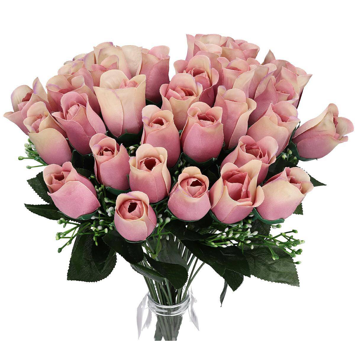 Bukiet róże 40cm 12 szt pudrowy róż (Zdjęcie 4)
