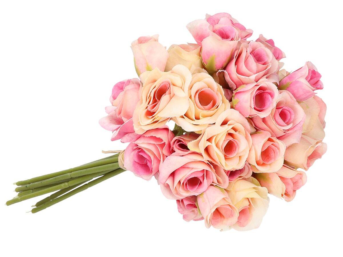 Bukiecik róz rózowo-lososiowych 32cm (Zdjęcie 2)