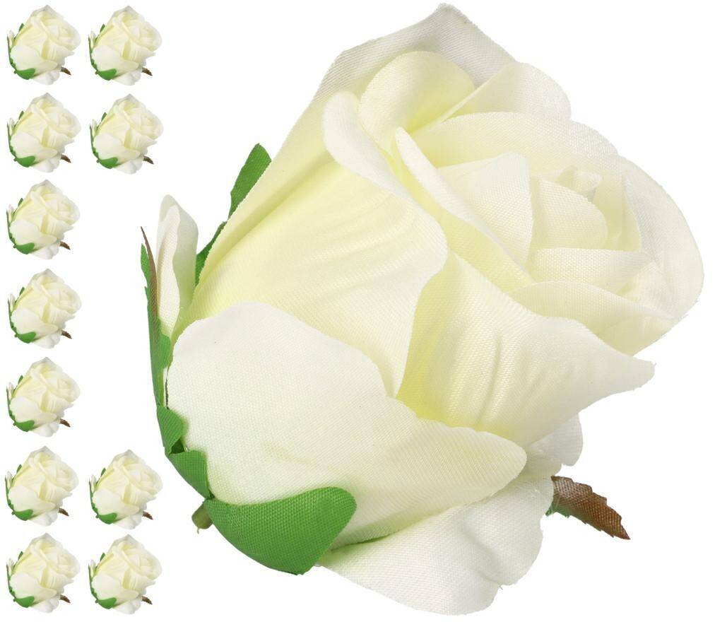 Róża główka wyrobowa KREMOWA 8cm