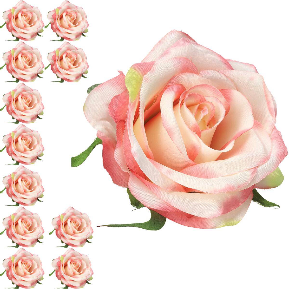 KWIATY SZ.róża główka 9cm  różowy krem
