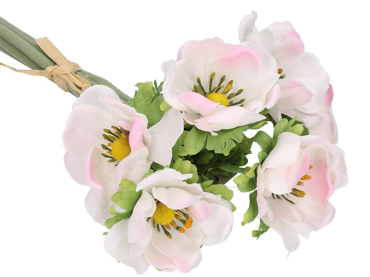 Anemon 6szt/pęcz.30cm.kwiat biało-róż (Zdjęcie 5)