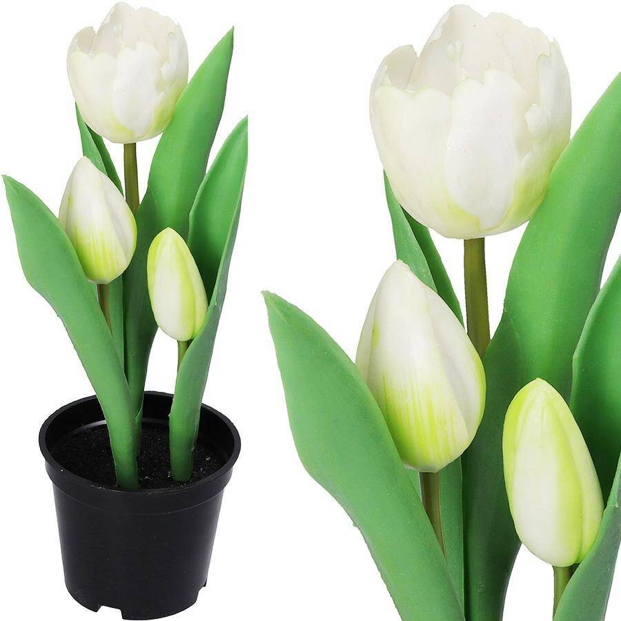 Tulipan silikonowy w doniczce 3 kwiaty