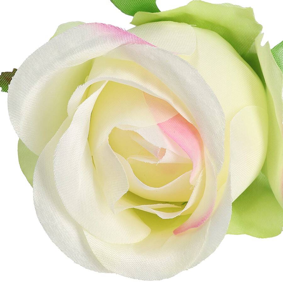 Róża główka wyrobowa KREMOWA różowy refl