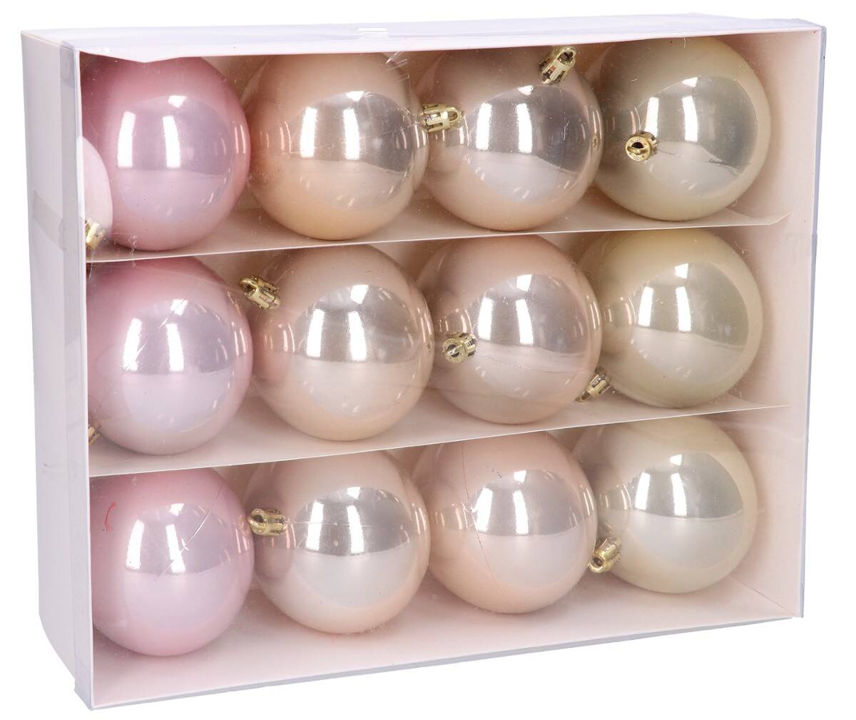 Bombki 8cm w pudełku, 12szt perłowe