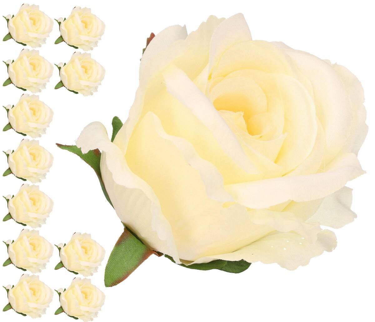 Róża główka wyrobowa 8cm 8w. ecru (Zdjęcie 1)