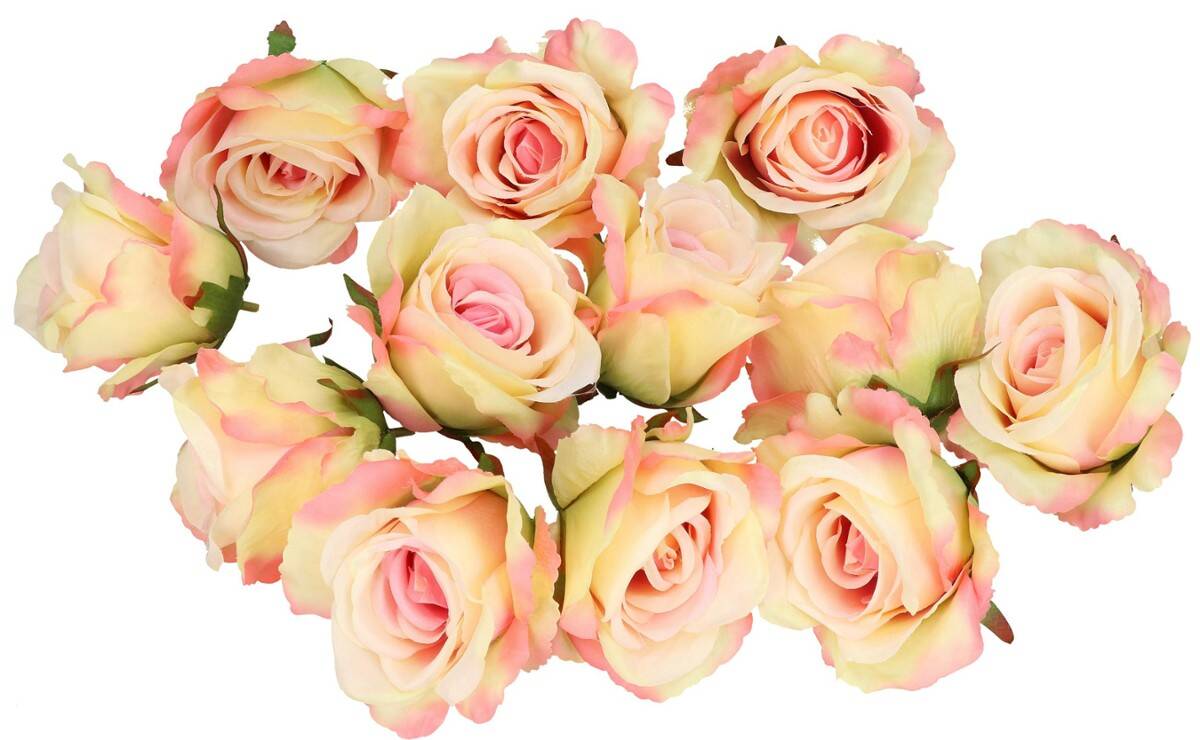 Róża główka wyrobowa 8cm 8w. różowy krem (Zdjęcie 4)