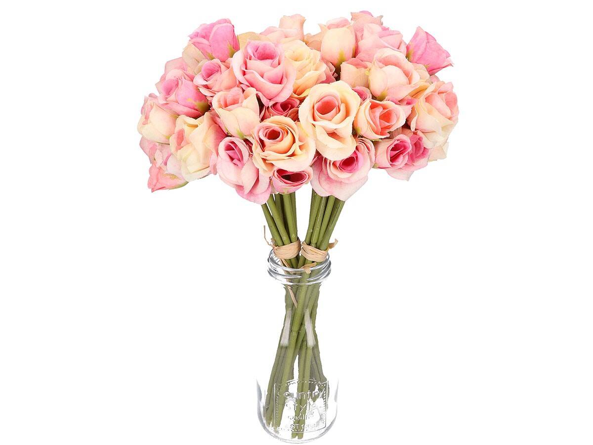 Bukiecik róz rózowo-lososiowych 32cm (Zdjęcie 6)