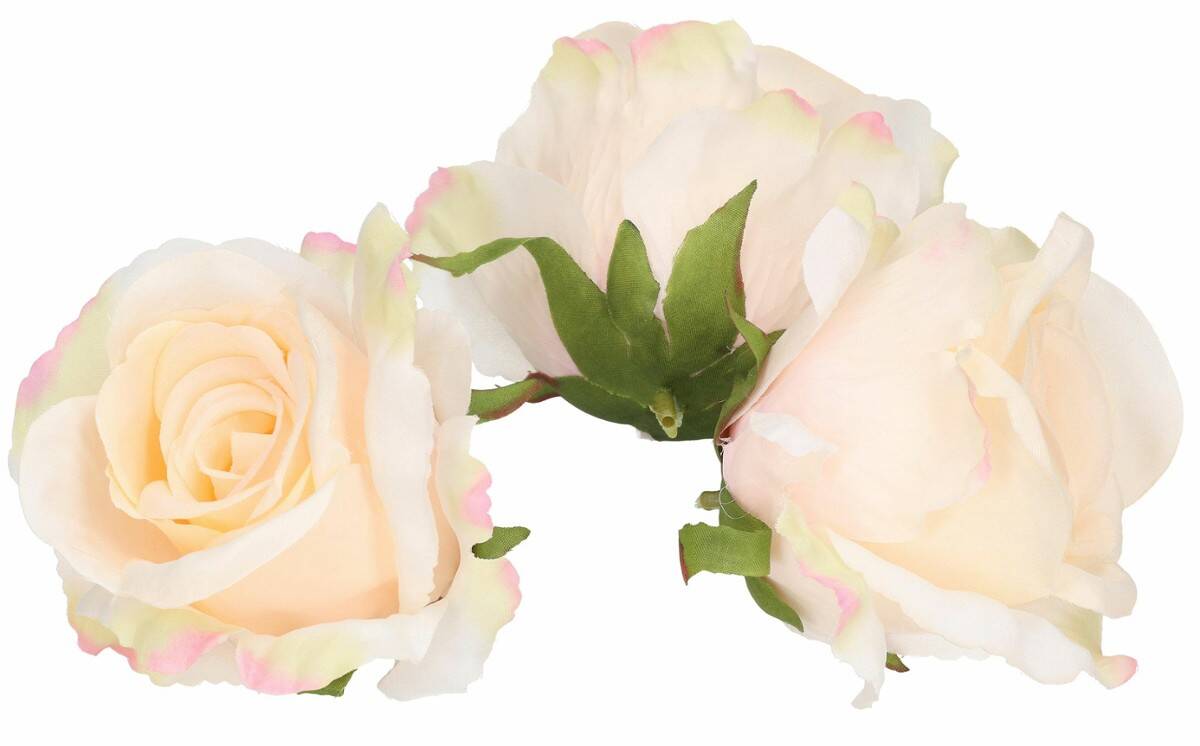 Róża główka wyrobowa 8cm 8w. j.krem-róż (Zdjęcie 4)