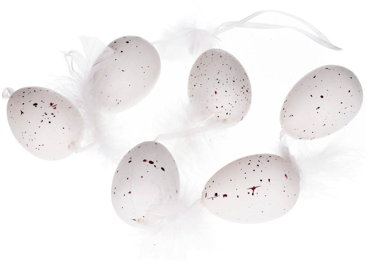 Girlanda jajka białe z piórkami s/6- 6cm (Zdjęcie 4)
