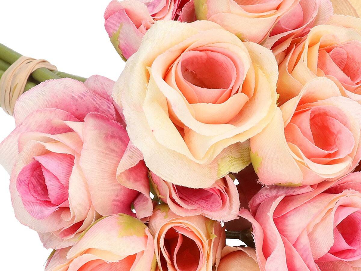 Bukiecik róz rózowo-lososiowych 32cm (Zdjęcie 4)