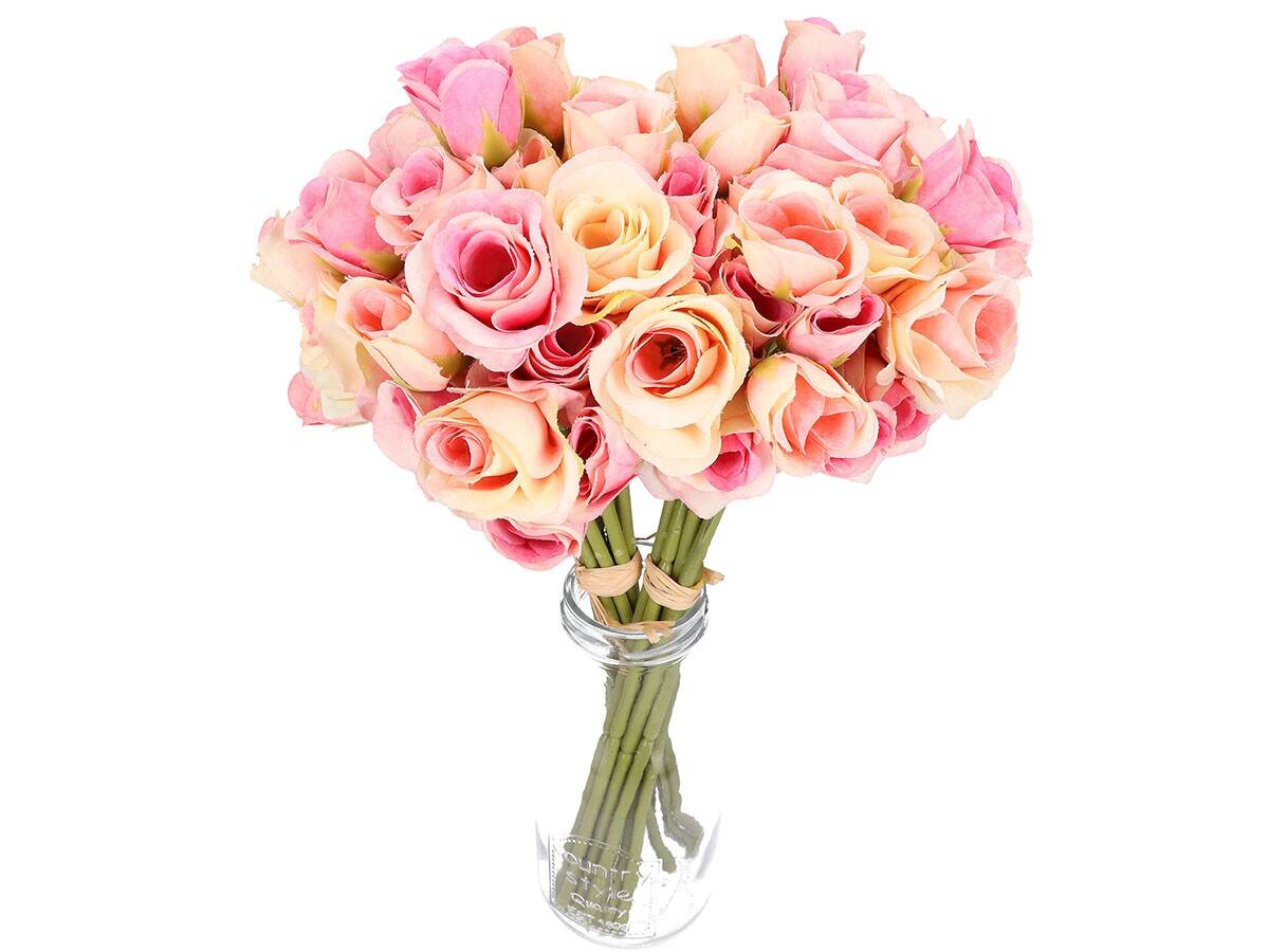 Bukiecik róz rózowo-lososiowych 32cm (Zdjęcie 8)
