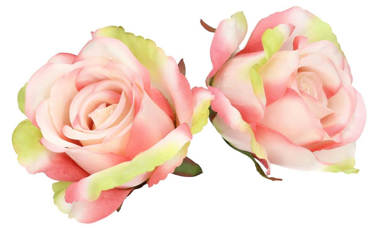 Róża główka wyrobow 8cm 8w. róż krem zie (Zdjęcie 2)