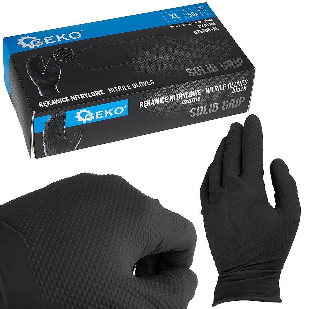 Rękawice nitrylowe Geko SOLID GRIP rozmiar L - 50 sztuk