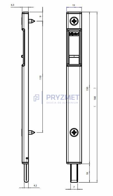 F3712-55 rygiel drzwiowy srebrny (Zdjęcie 2)
