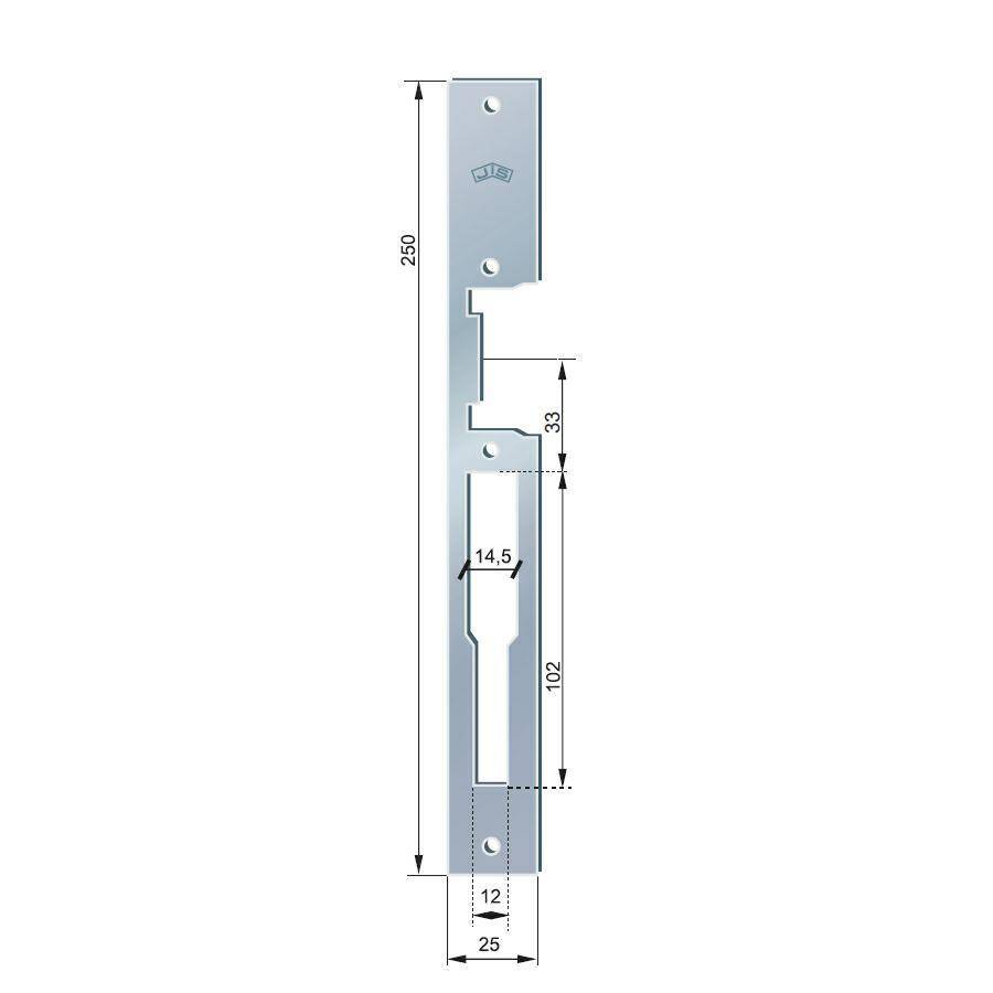 Blacha zaczepowa 908G do elektrozaczepu 25x3mm srebrna