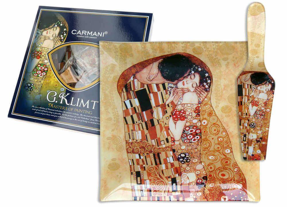 Talerz kwadratowy z łopatką na ciasto 25 cm Klimt Carmani 198-8081